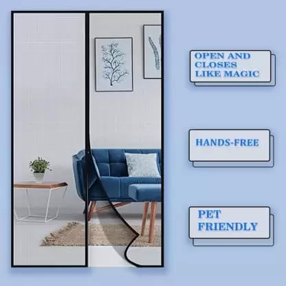Magic Mesh Magnetic Mosquito Screen Door Net Curtain with Magnets Reinforced Polyester Mesh Curtain